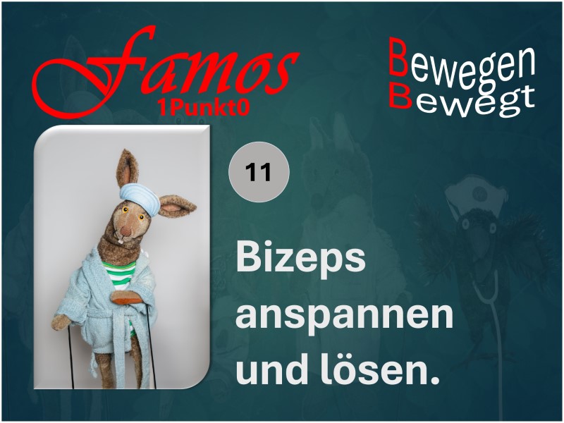 Symbolbild zeigt die Turnübung "Bizeps anspannen und lösen"